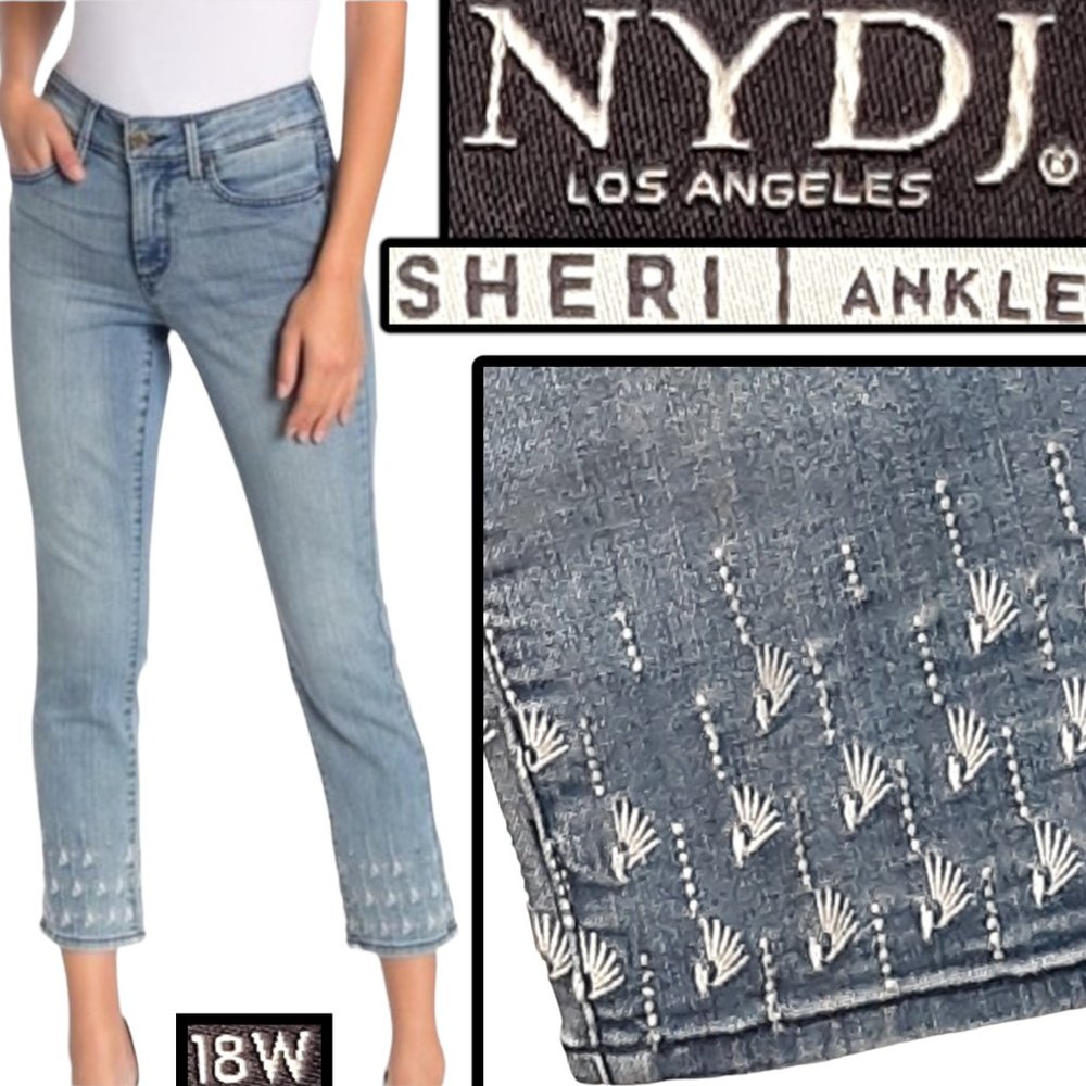 Sheri Ankle jeans w/embroidered hems